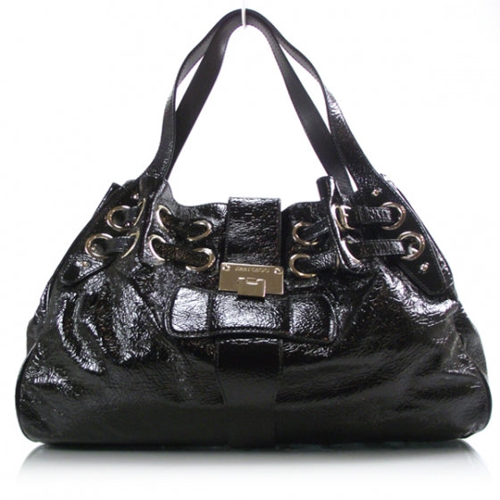 Crushed Patent Riki Bag Black