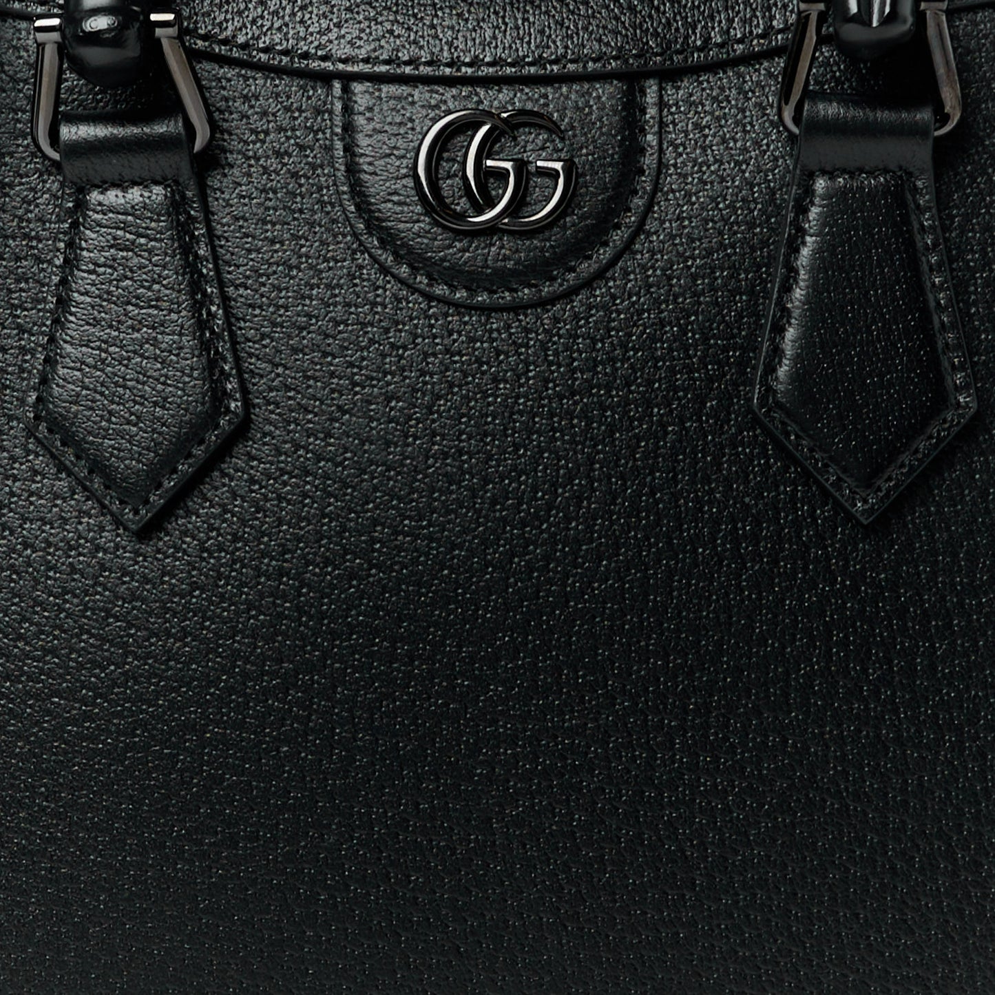 Textured Dollar Calfskin Web Monochrome Small Diana Tote Bag Black