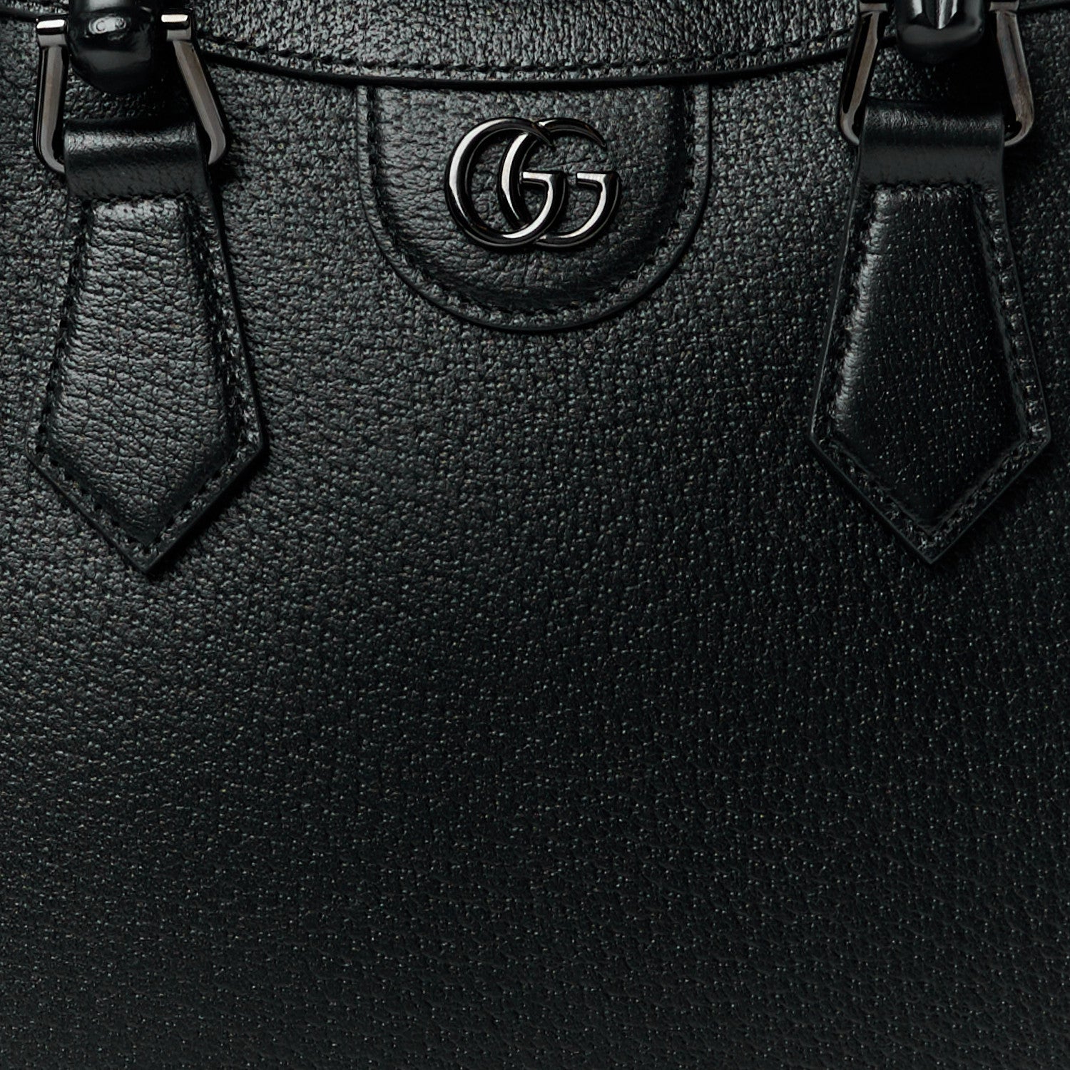 Gucci Textured Dollar Calfskin Web Monochrome Small Diana Tote Bag Black 8 of 10