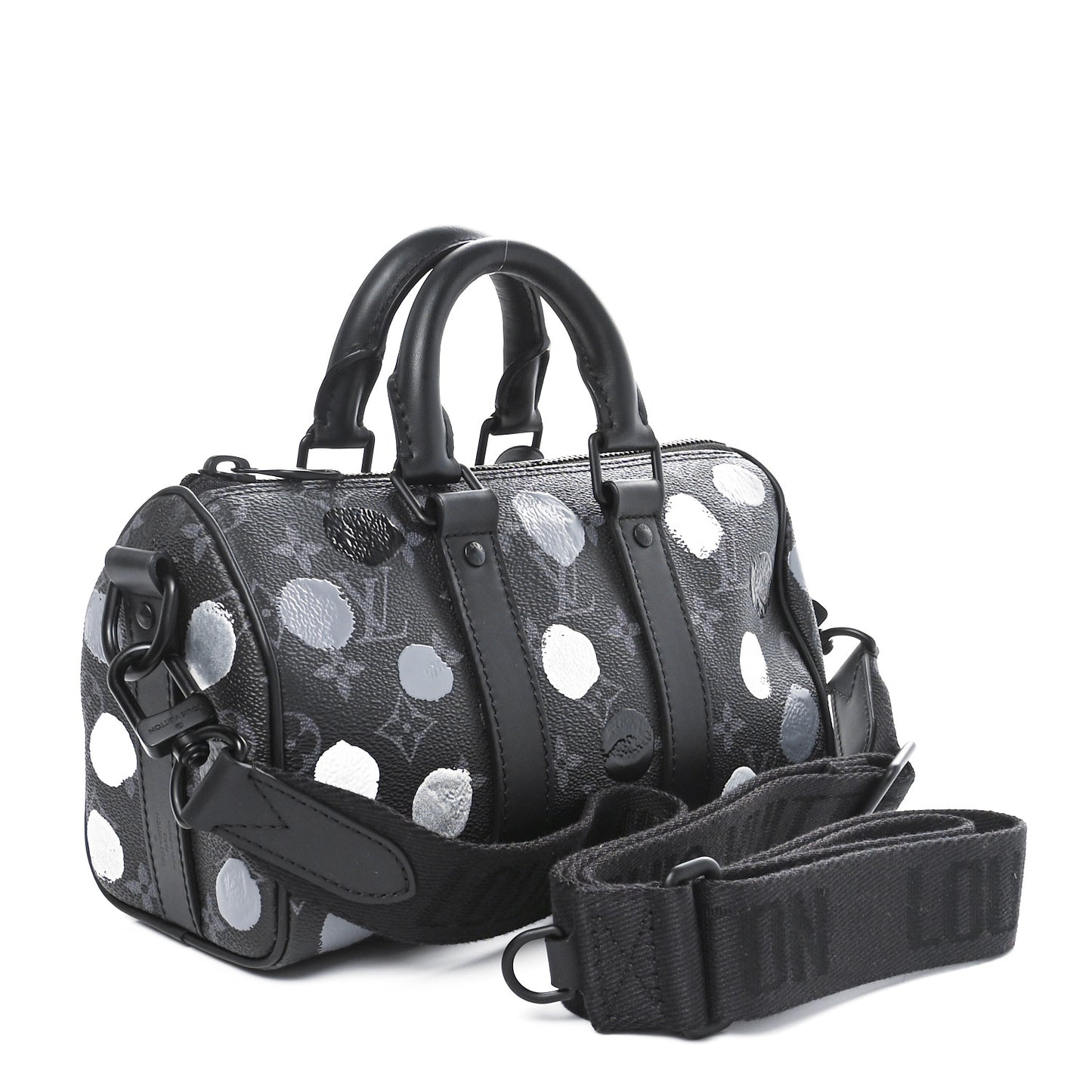 LV X YK Monogram Eclipse Keepall Bandouliere 25 Black Silver