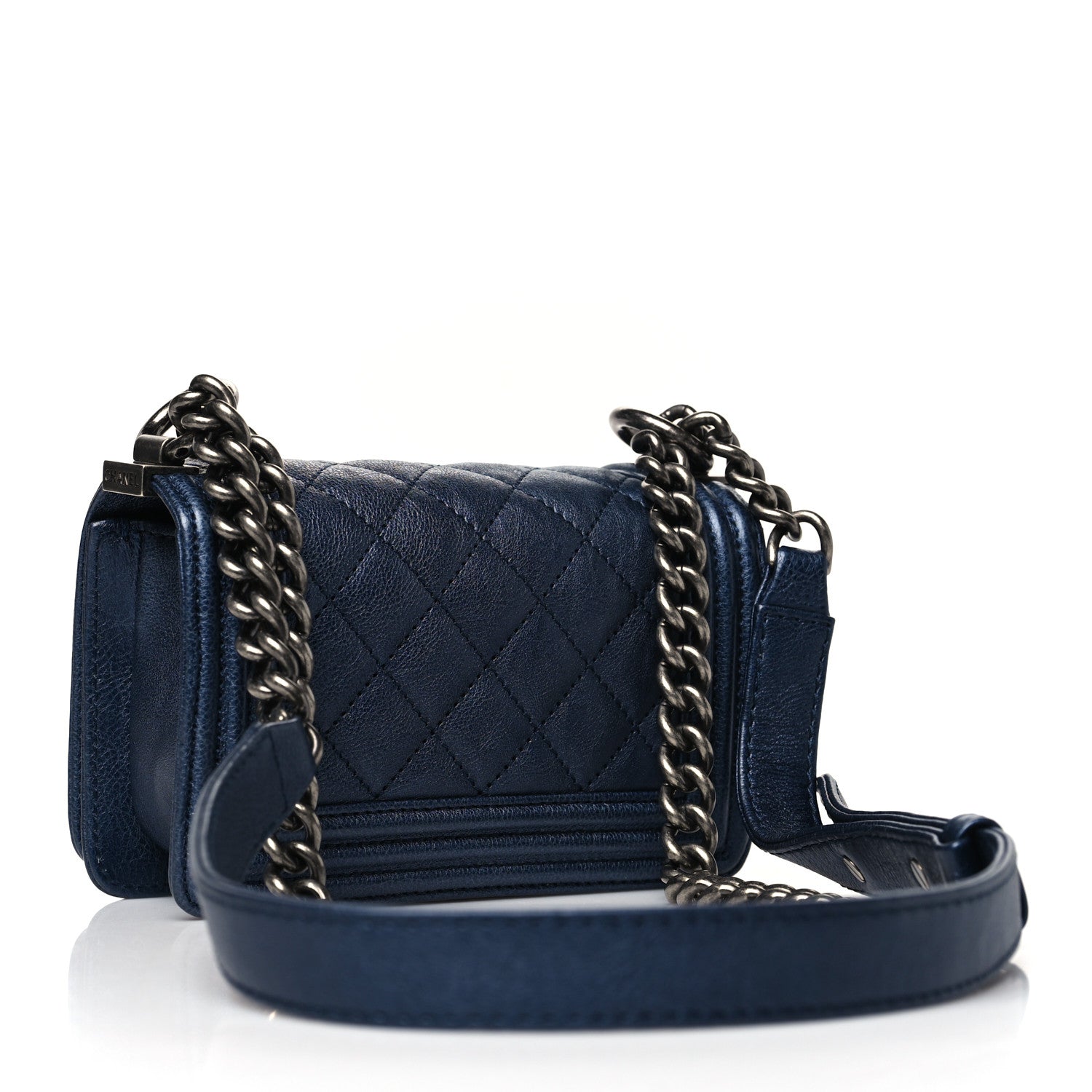 Chanel Metallic Calfskin Quilted Mini Boy Flap Blue 2 of 10