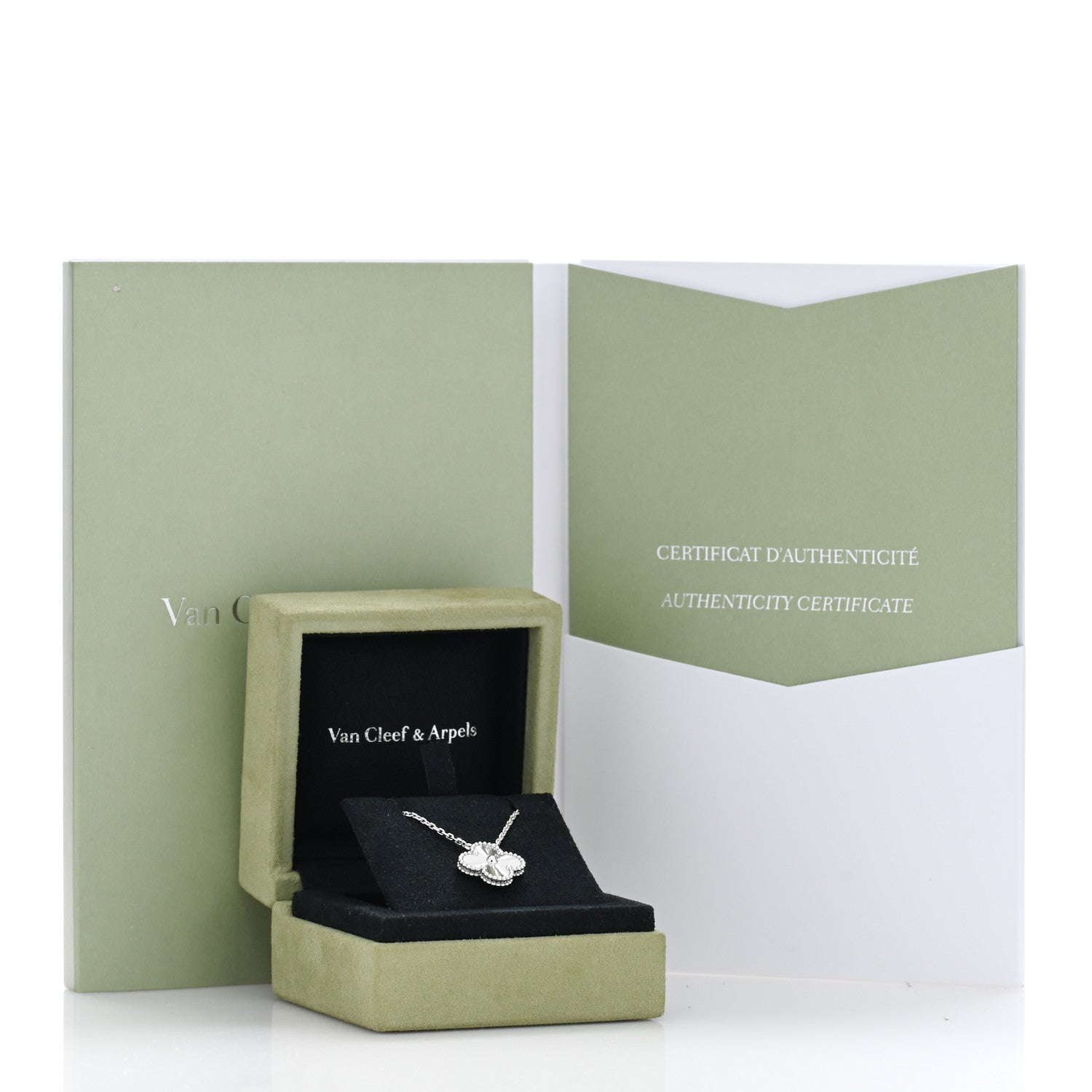 Van Cleef & Arpels VAN CLEEF & ARPELS 18K White Gold Guilloche Vintage Alhambra Pendant Necklace 5 of 5