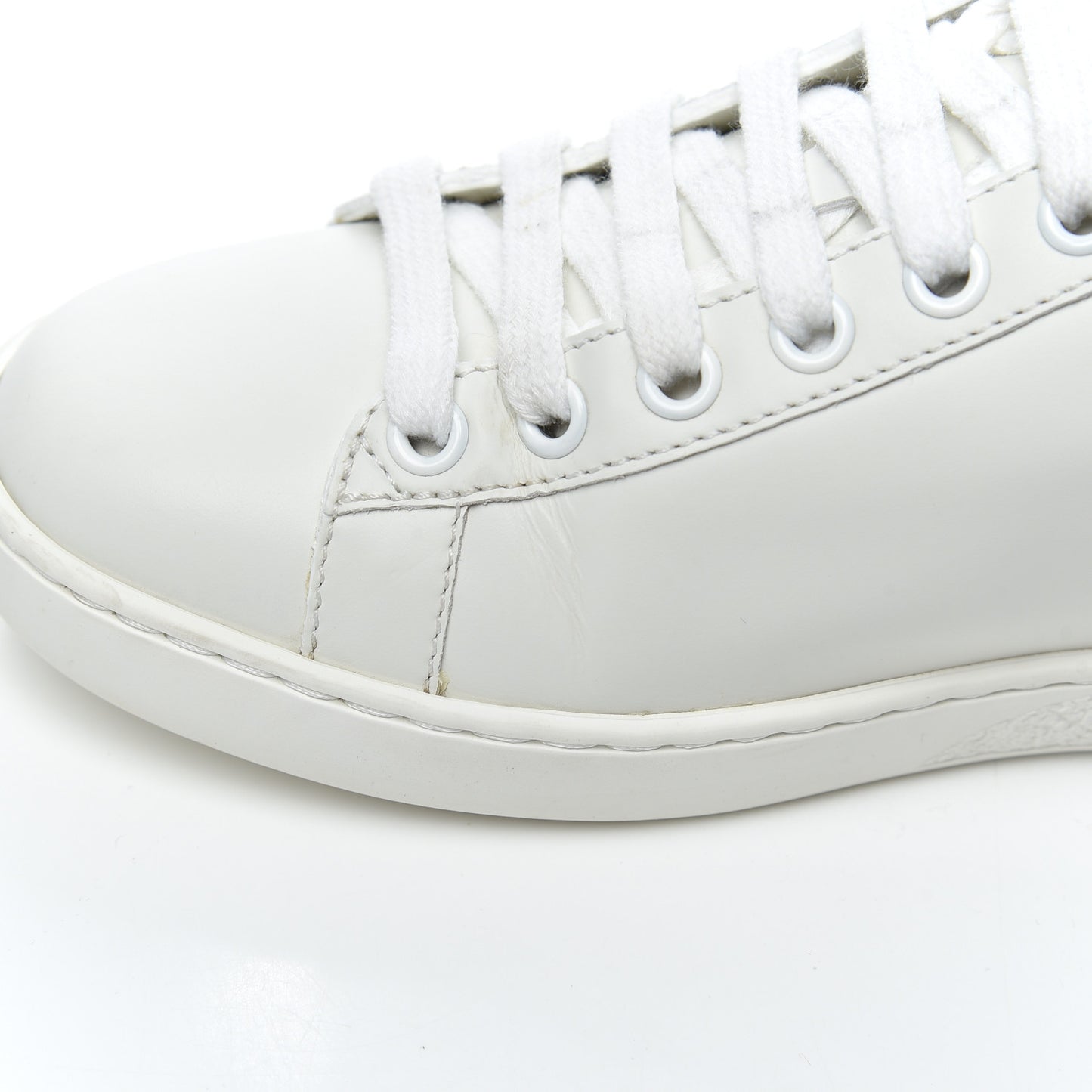 Calfskin Interlocking G Perforated Womens Ace Sneakers 35 White Wild Rose