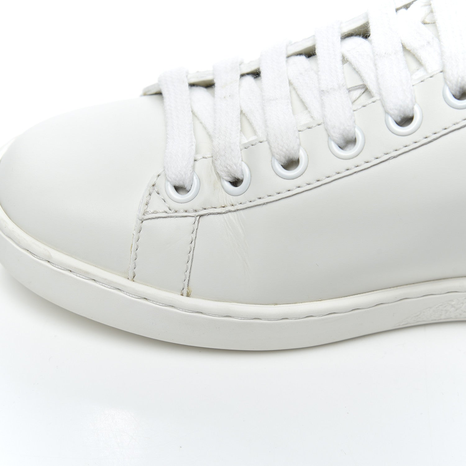 Gucci Calfskin Interlocking G Perforated Womens Ace Sneakers 35 White Wild Rose 9 of 14