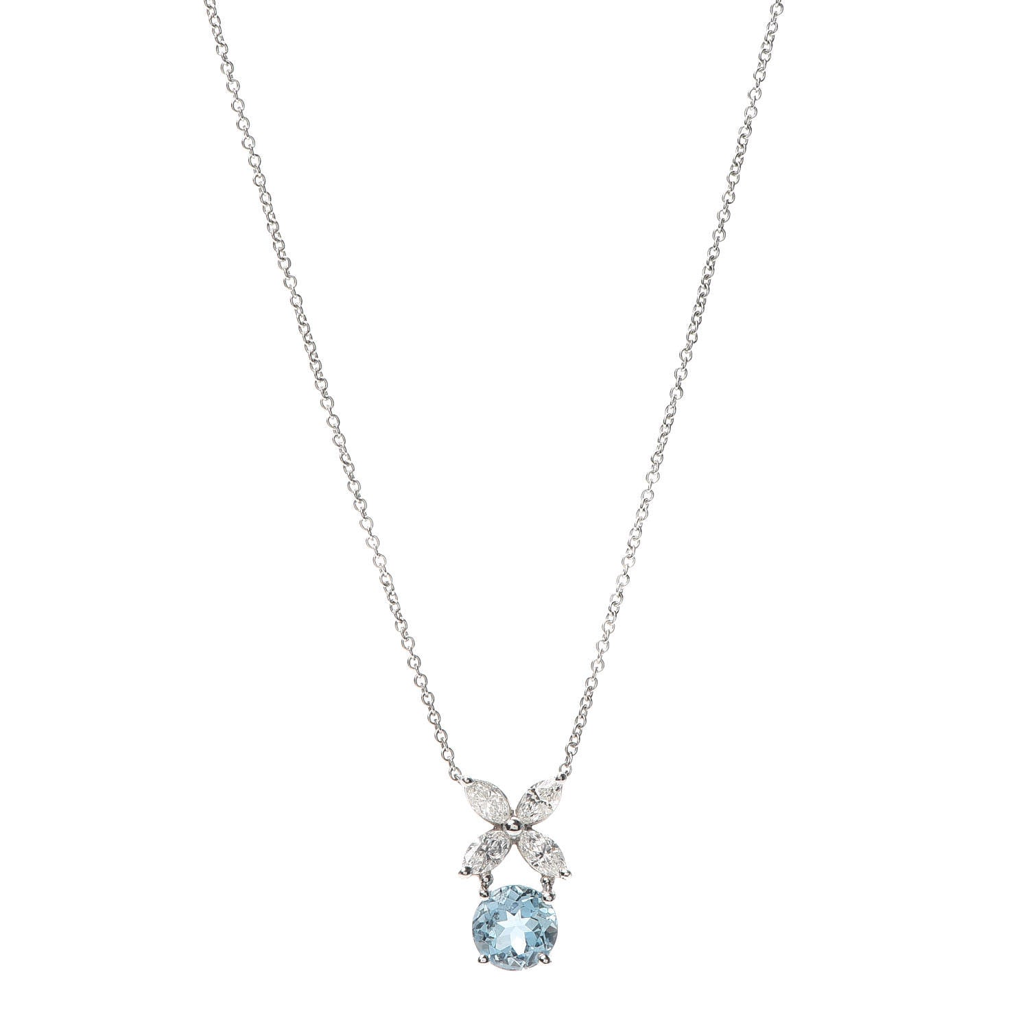 Tiffany Platinum Diamond Aquamarine Victoria Pendant Necklace 1 of 6
