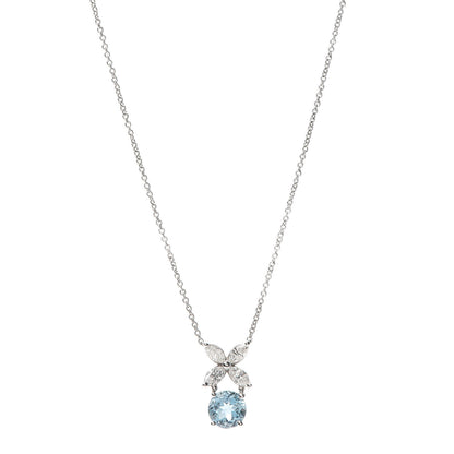 Tiffany Platinum Diamond Aquamarine Victoria Pendant Necklace 1 of 6