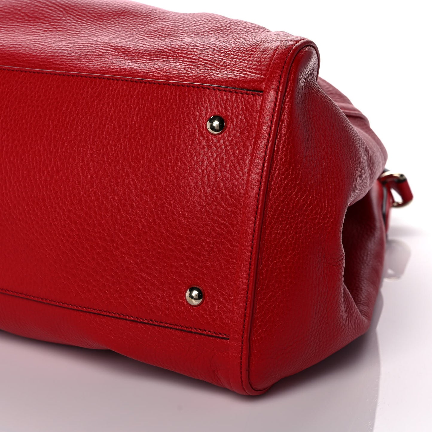 Pebbled Calfskin Large Soho Shoulder Bag Red
