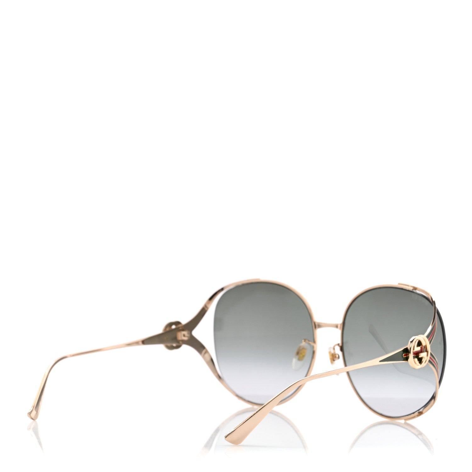 Gucci Metal Oversized Round Frame GG0225S Sunglasses Gold 4 of 7