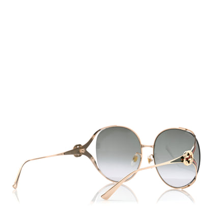 Gucci Metal Oversized Round Frame GG0225S Sunglasses Gold 4 of 7
