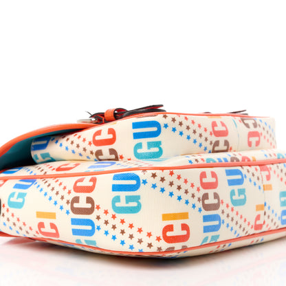Gucci Coated Canvas Logo Star Print Childrens Messenger Bag Beige Multicolor Vibrant Orange 9 of 10