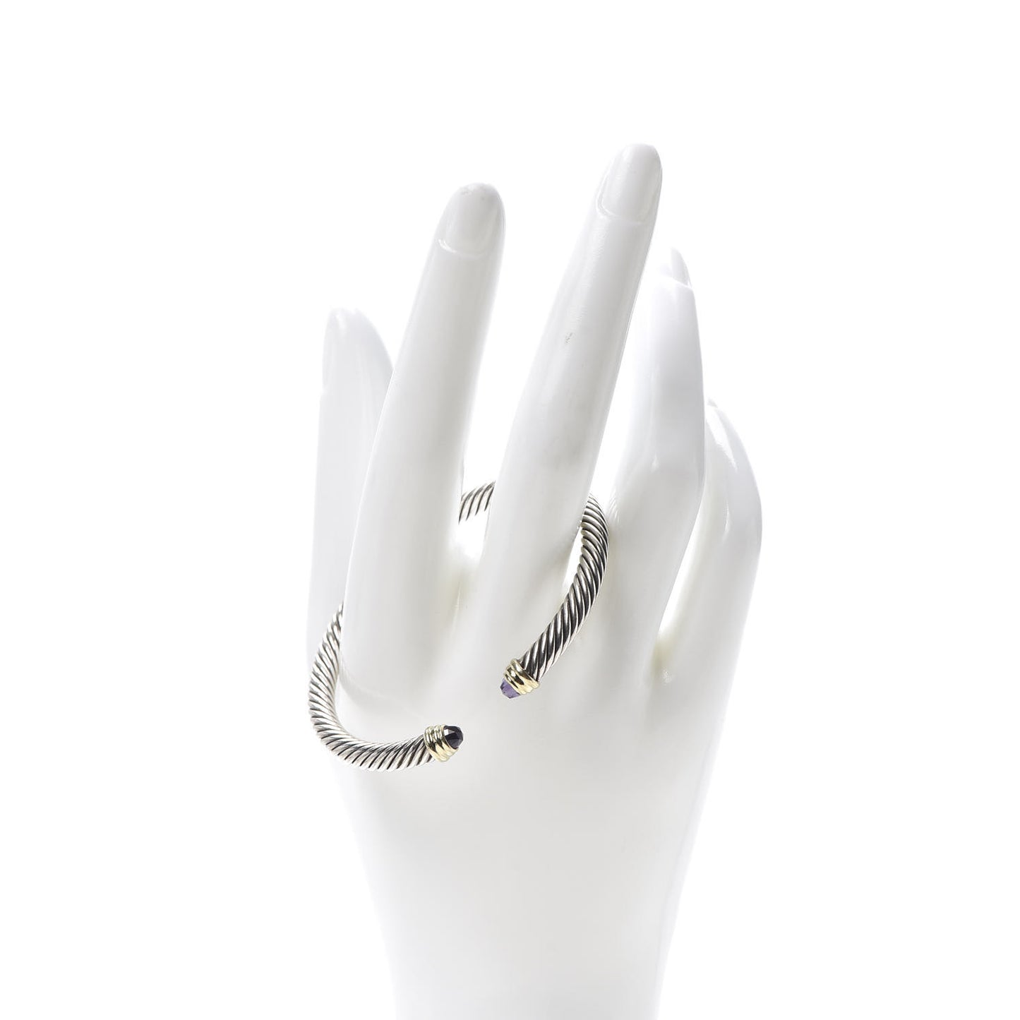 Sterling Silver 14K Yellow Gold Amethyst 5mm Cable Classics Petite Color Bracelet