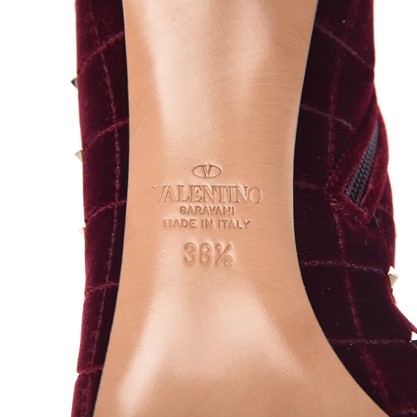 Velvet Rockstud Spike Court Ankle Booties 38.5 Rubino