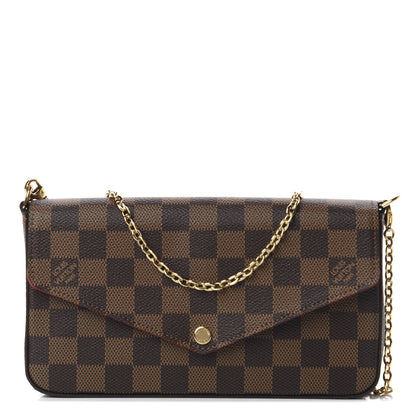 Louis Vuitton Damier Ebene Pochette Felicie Chain Wallet 1 of 20