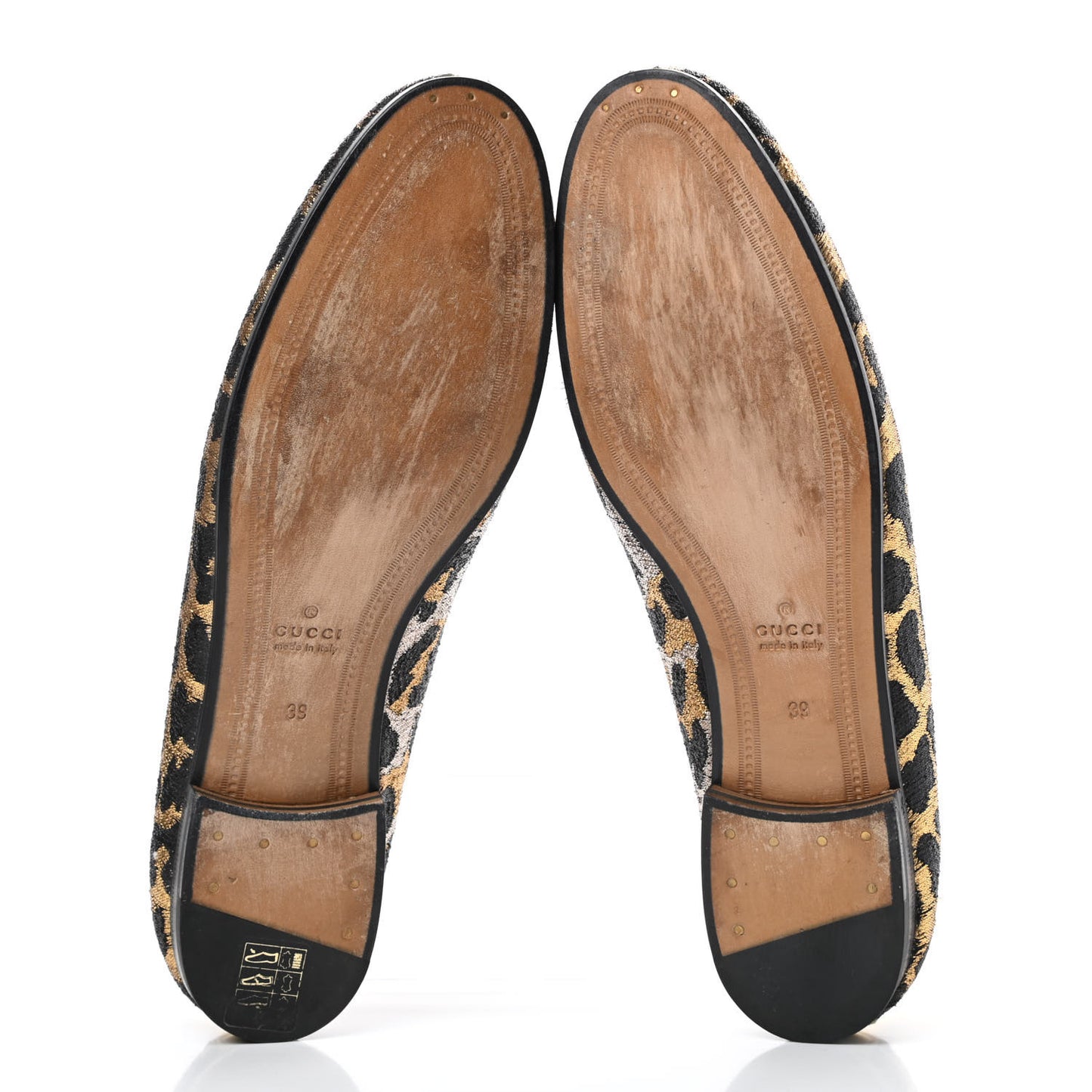 Jacquard Leopard Print Horsebit Womens Jordaan Loafers 39 Gold