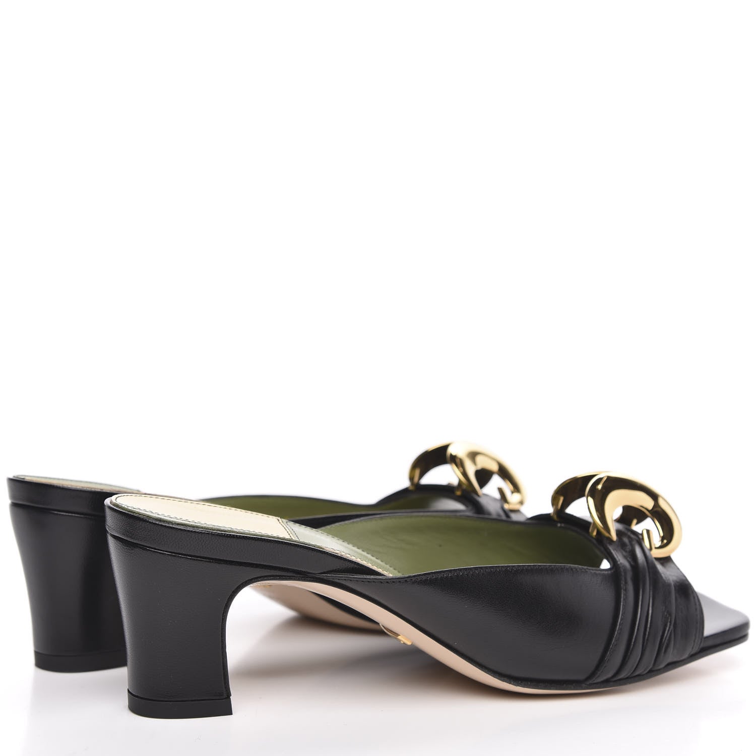 Gucci Malaga Kid Half Moon GG Square Toe Slide Sandals 36.5 Black 4 of 9