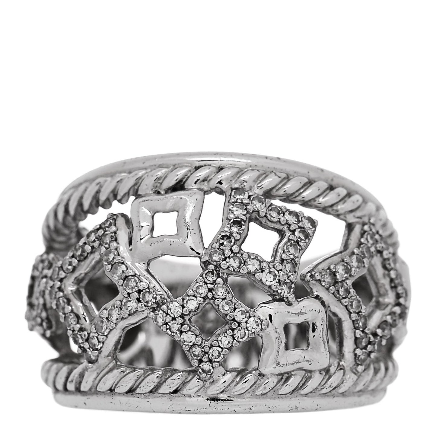 Sterling Silver Diamond 16mm Quatrefoil Ring 52 6