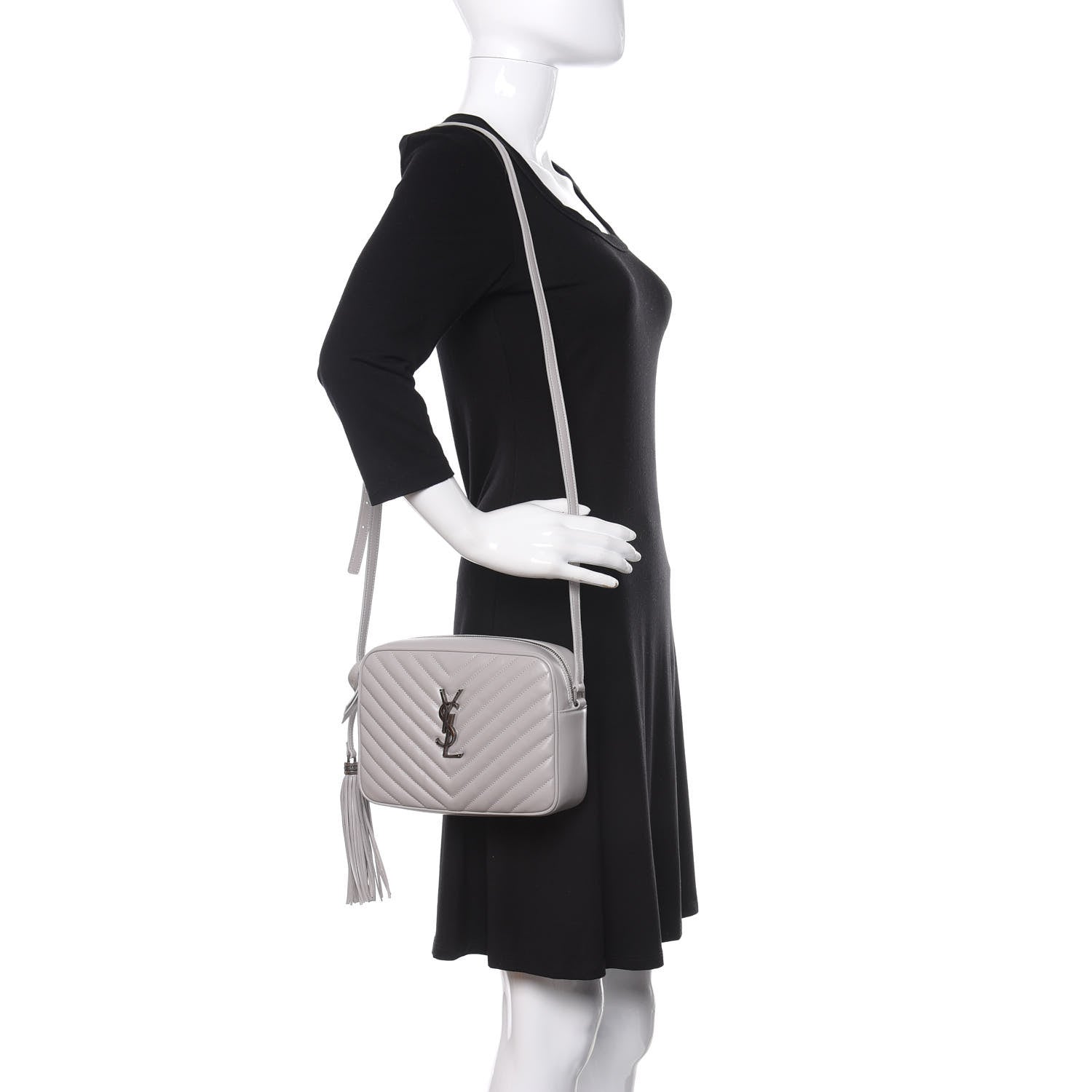 Saint Laurent Calfskin Matelasse Monogram Lou Camera Bag Granite 2 of 9