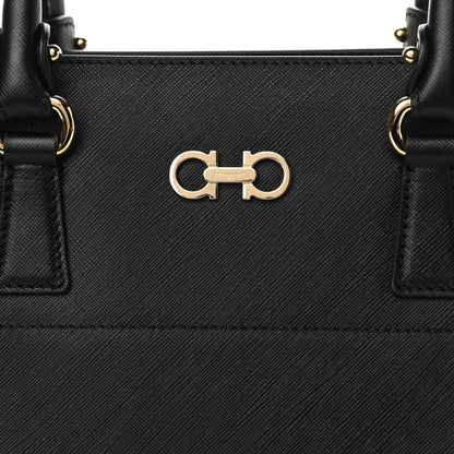Salvatore Ferragamo Printed Calfskin Beky Tote Black 9 of 11