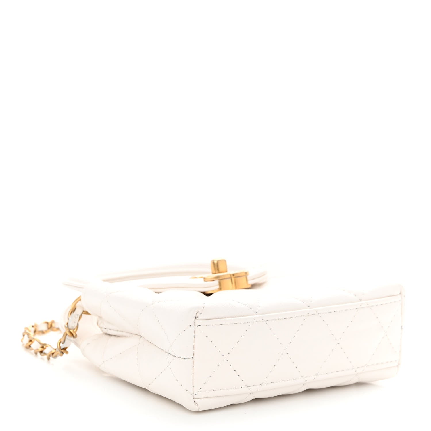 Chanel Shiny Aged Calfskin Quilted Mini Nano Kelly Shopper White 4 of 9