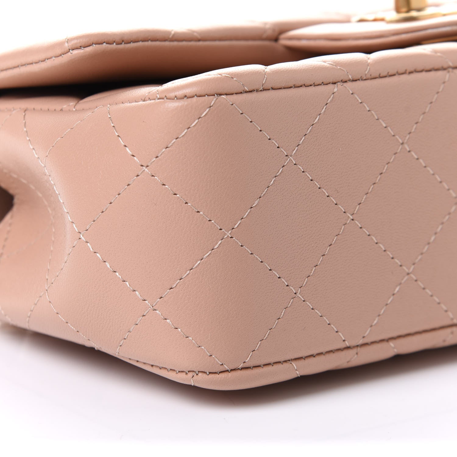 Chanel Lambskin Quilted Mini Top Handle Rectangular Flap Beige 11 of 12