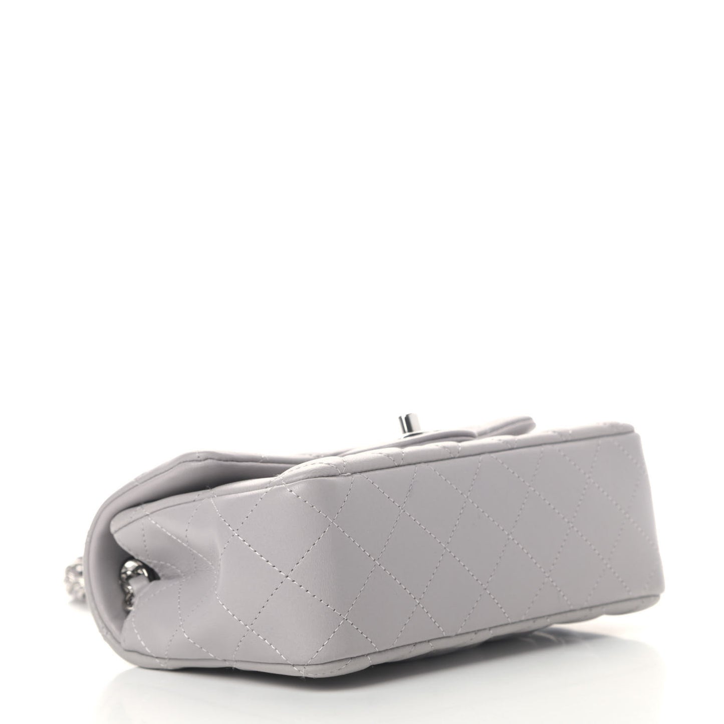Lambskin Quilted Mini Rectangular Flap Grey