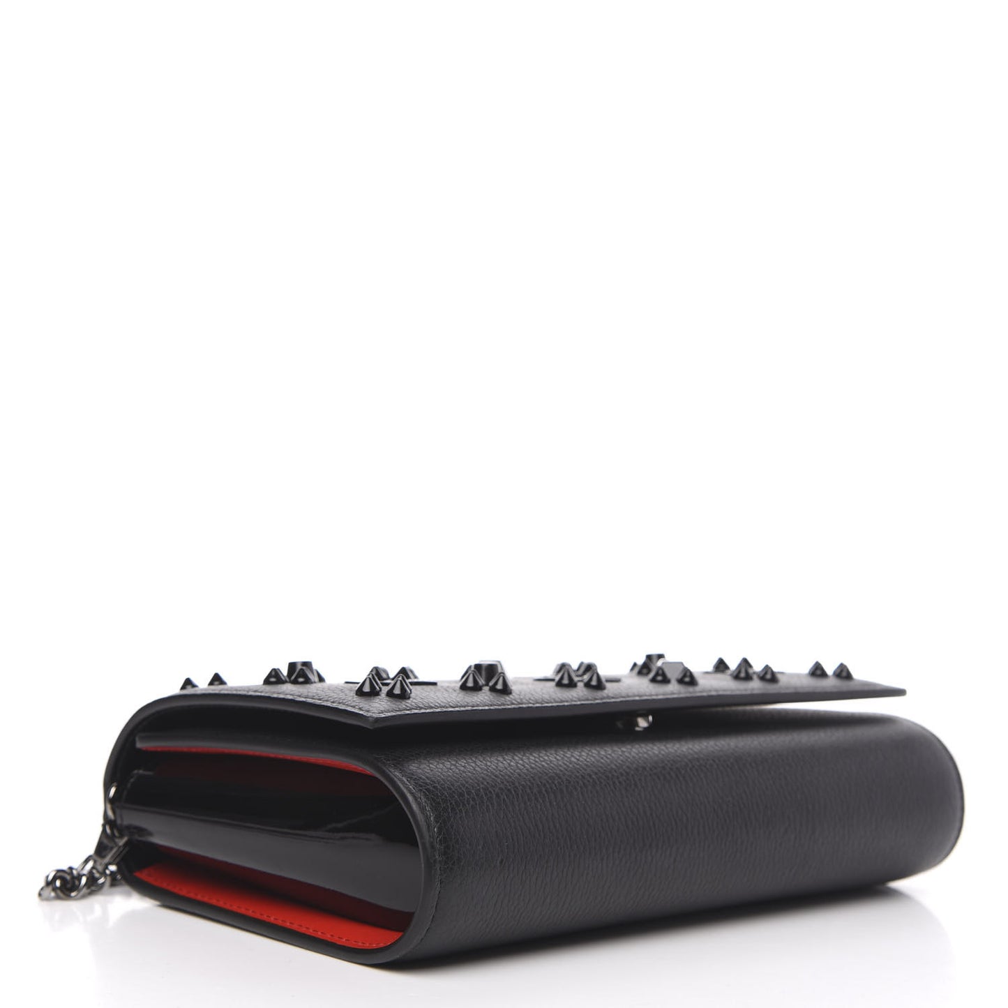 Calfskin Spikes Loubinthesky Paloma Clutch Black
