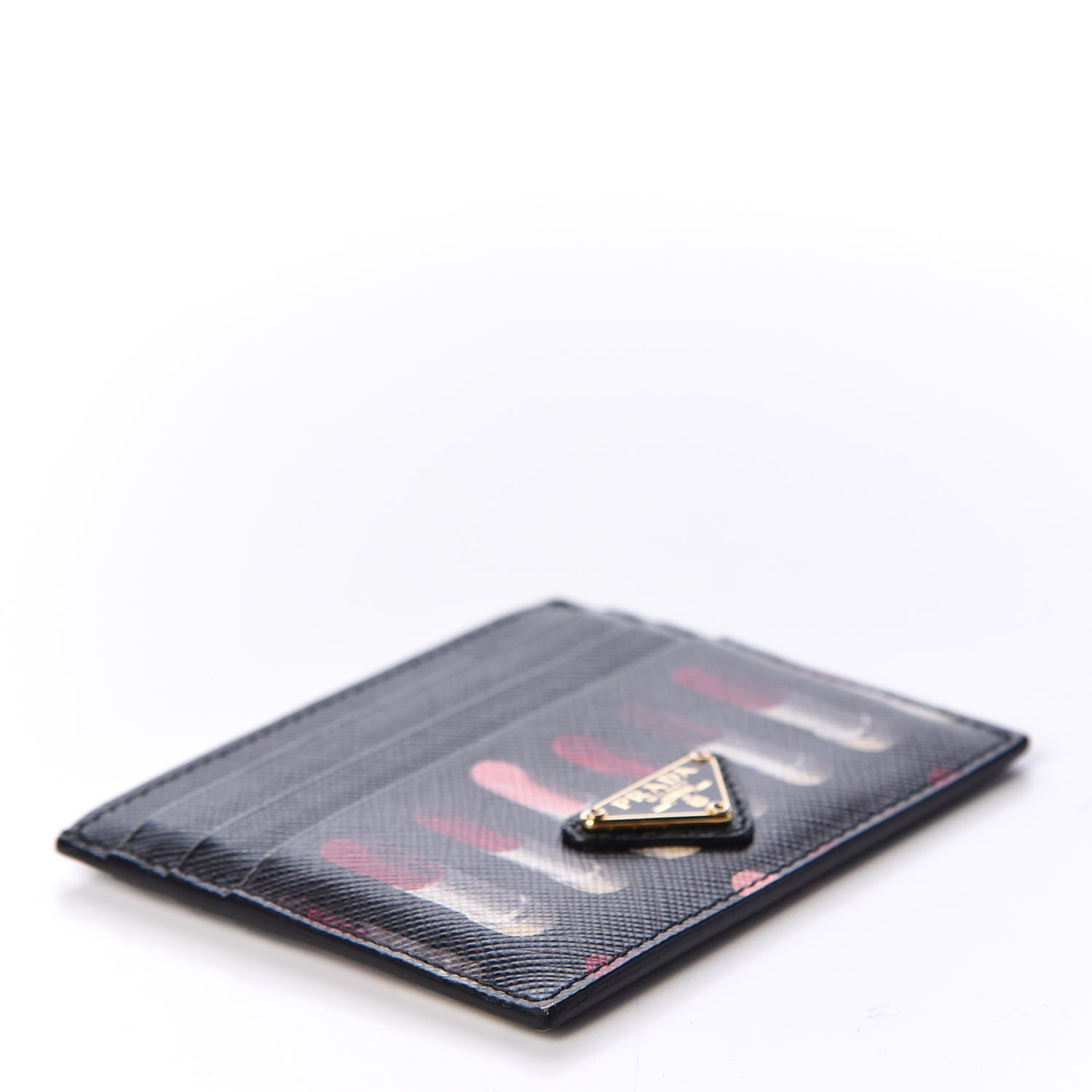 Prada Saffiano Lipstick Print Card Holder Black 7 of 7