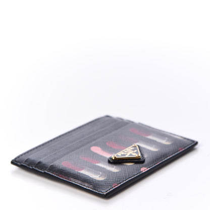 Prada Saffiano Lipstick Print Card Holder Black 7 of 7