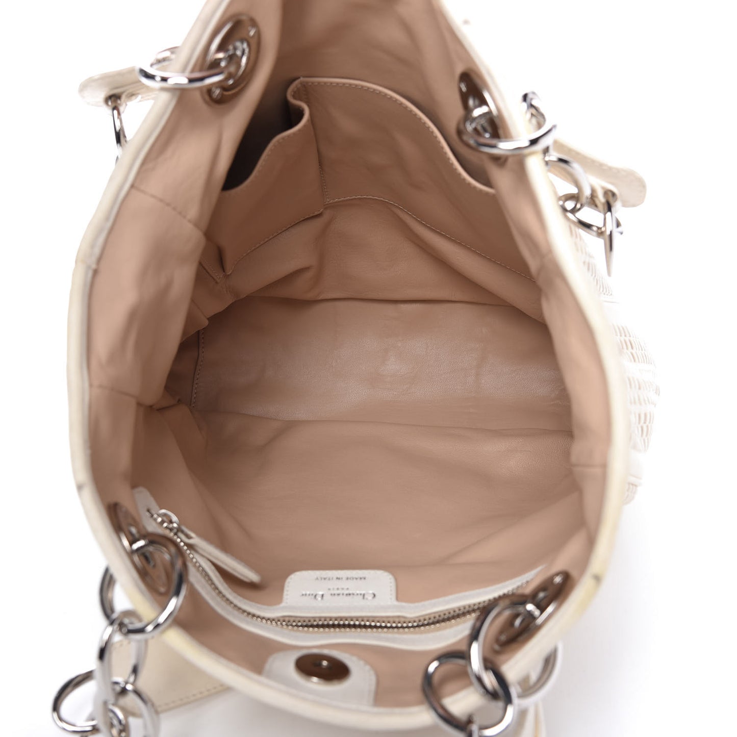 Lambskin Woven Dior Soft Shopping Tote White