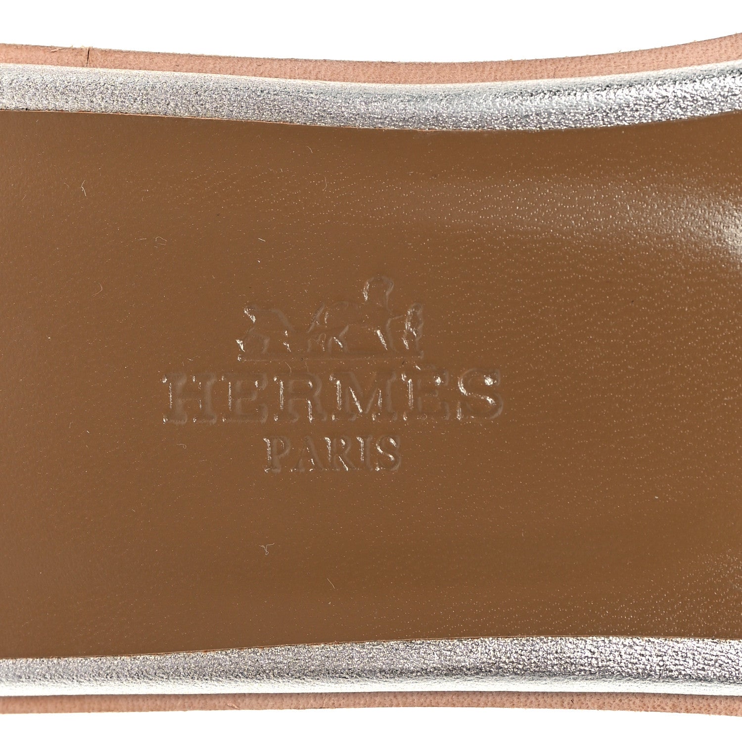 Hermes Metallic Nappa Oran Sandals 37.5 Gris Argente 8 of 9