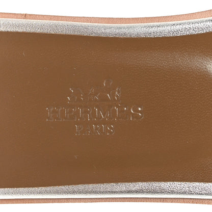 Hermes Metallic Nappa Oran Sandals 37.5 Gris Argente 8 of 9