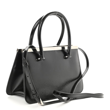 Prada Saffiano Vernice Top Handle Bag Black 3 of 7