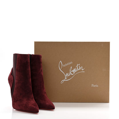 Christian Louboutin Veau Velours Chelsea Chick 100 Stiletto Boots 39 Bordeaux 10 of 10