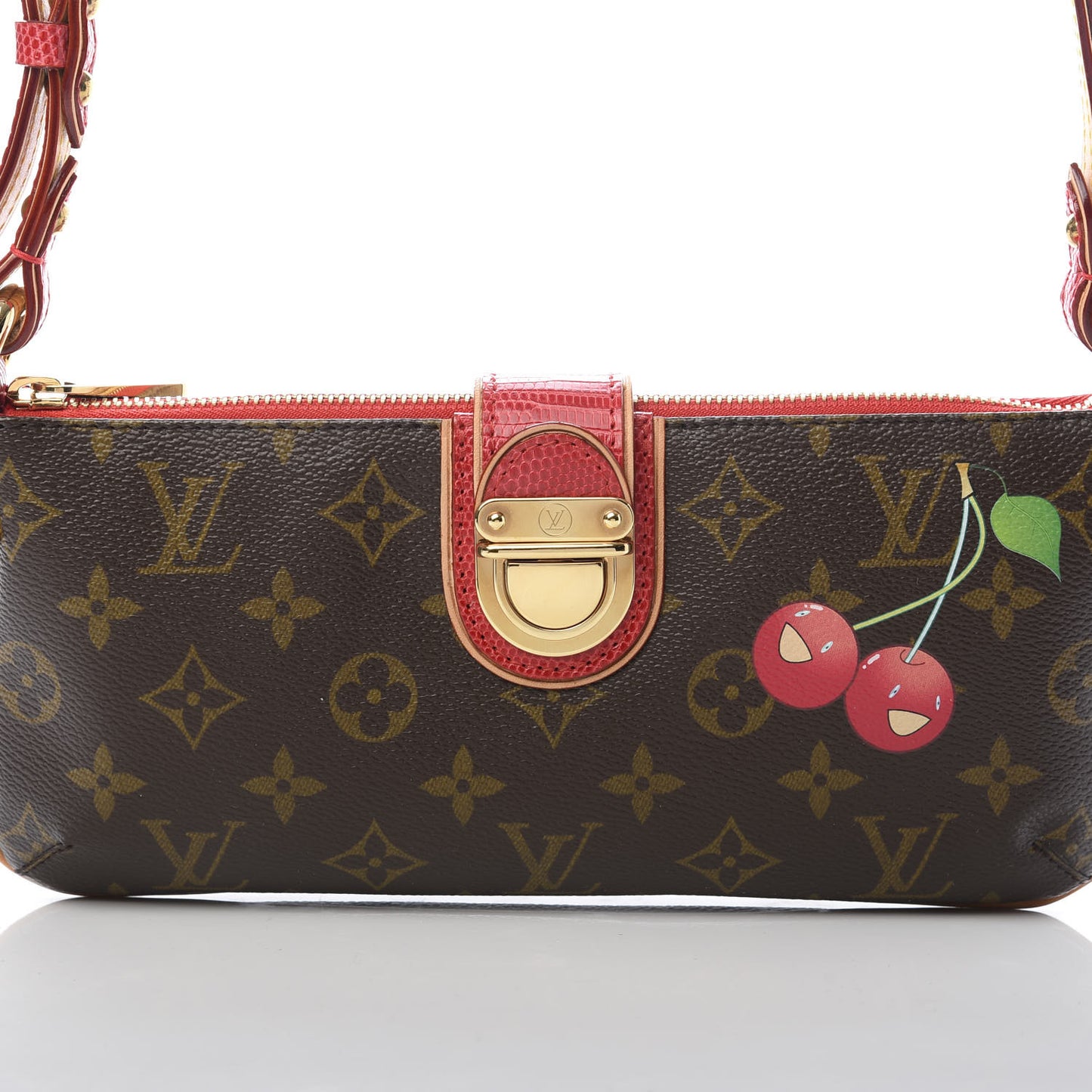 Lizard Monogram Cerises Pochette