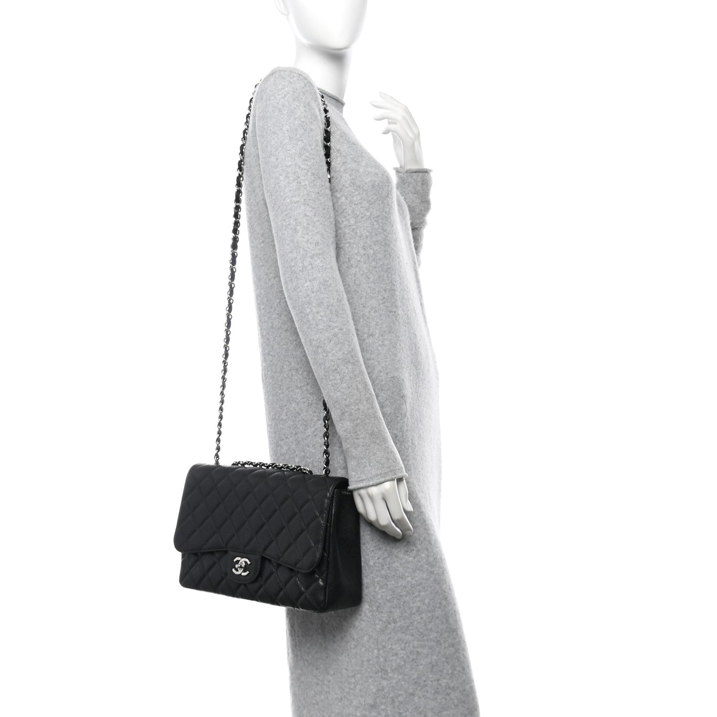 Caviar Quilted Jumbo Single Flap Black