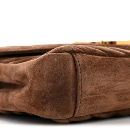 Saint Laurent Suede Matelasse Chevron Monogram Medium College Bag Bark Brown 9 of 13