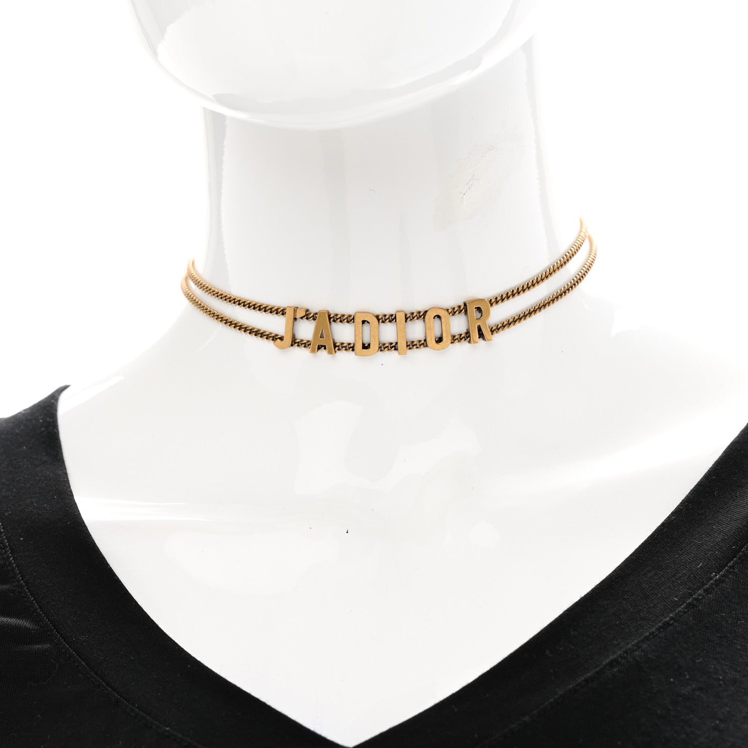 Christian Dior Metal J'Adior Choker Necklace Aged Gold 2 of 6