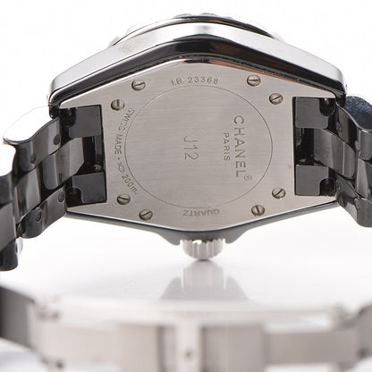 Chanel Stainless Steel Ceramic Diamond Pave Bezel 33mm J12 Quartz Watch Black 8 of 8
