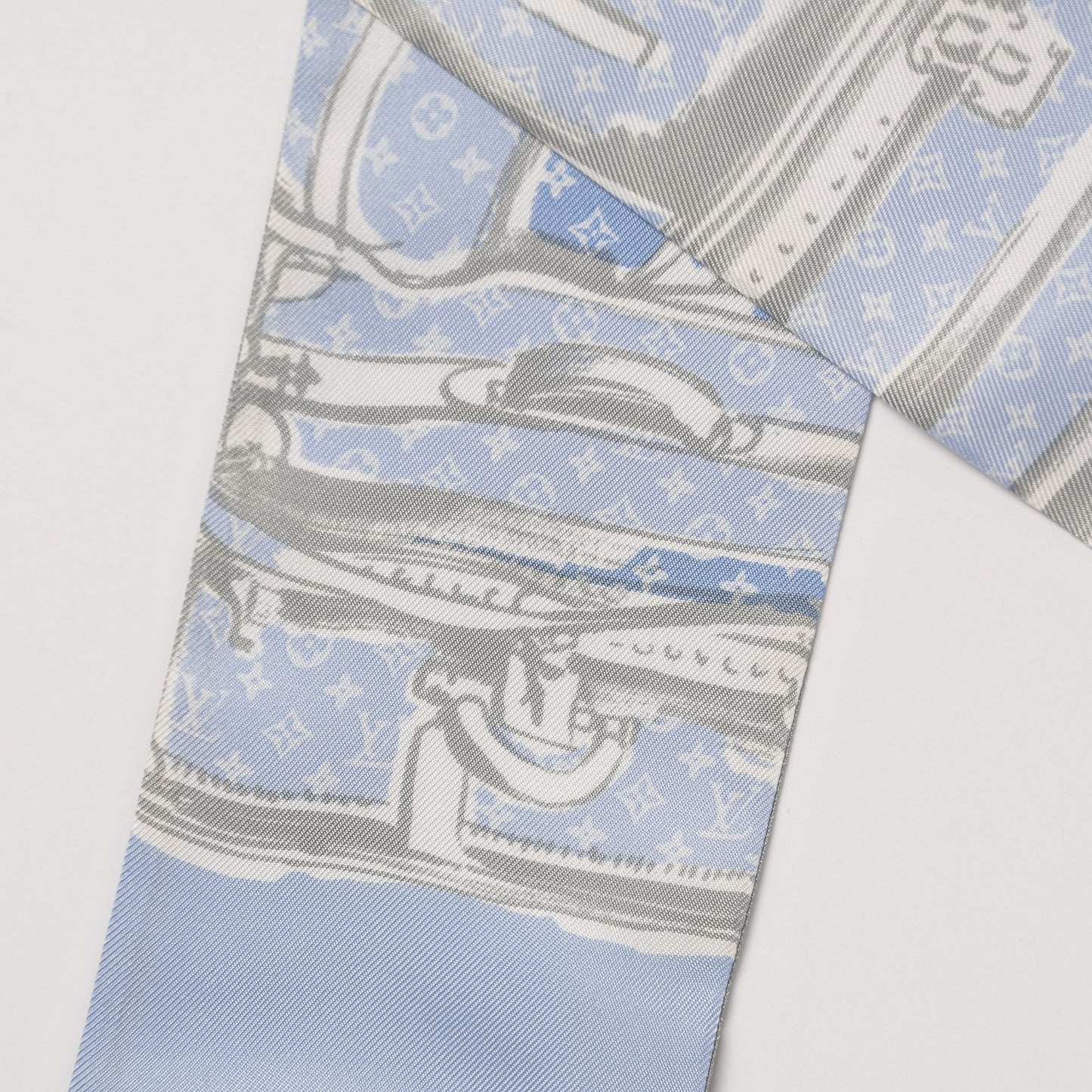 Silk Monogram Trunks Bandeau Blue Ciel