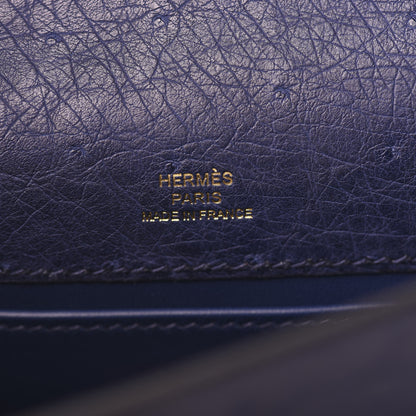Hermes Ostrich Kelly Pochette Clutch Bleu Iris 7 of 30