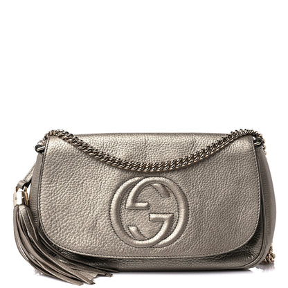 Gucci Metallic Cellarius Calfskin Medium Soho Flap Crossbody Sasso 1 of 10