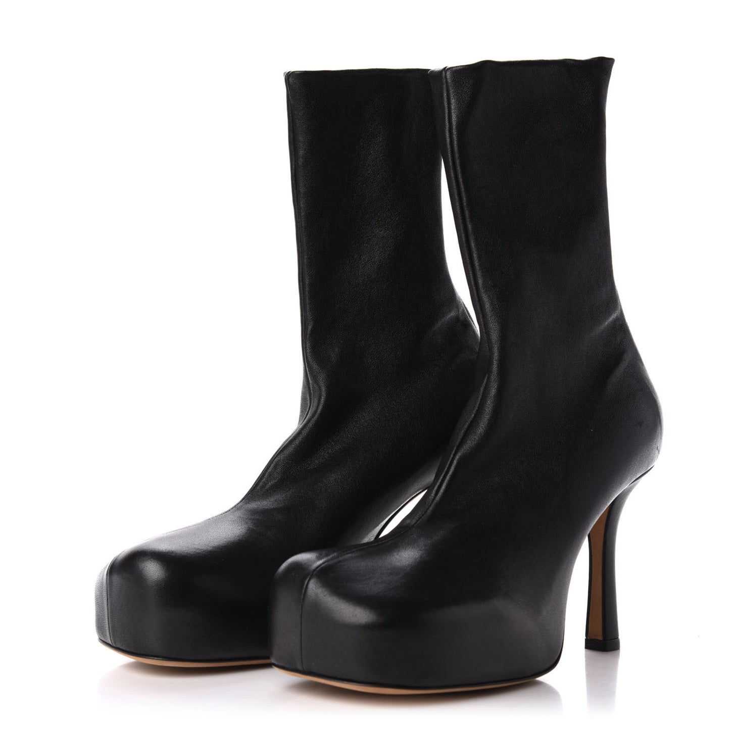 Nappa Platform Square Toe Ankle Boots 37 Black