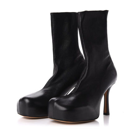 Bottega Veneta Nappa Platform Square Toe Ankle Boots 37 Black 3 of 9