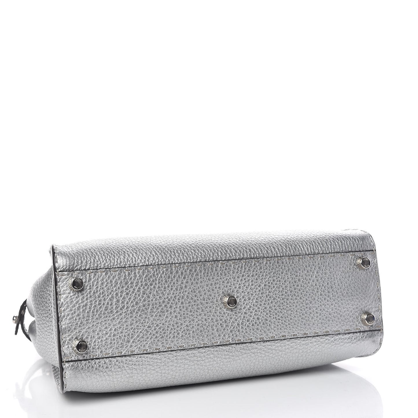 Cuoio Romano Lux Selleria Medium Peekaboo Iconic Satchel Argento