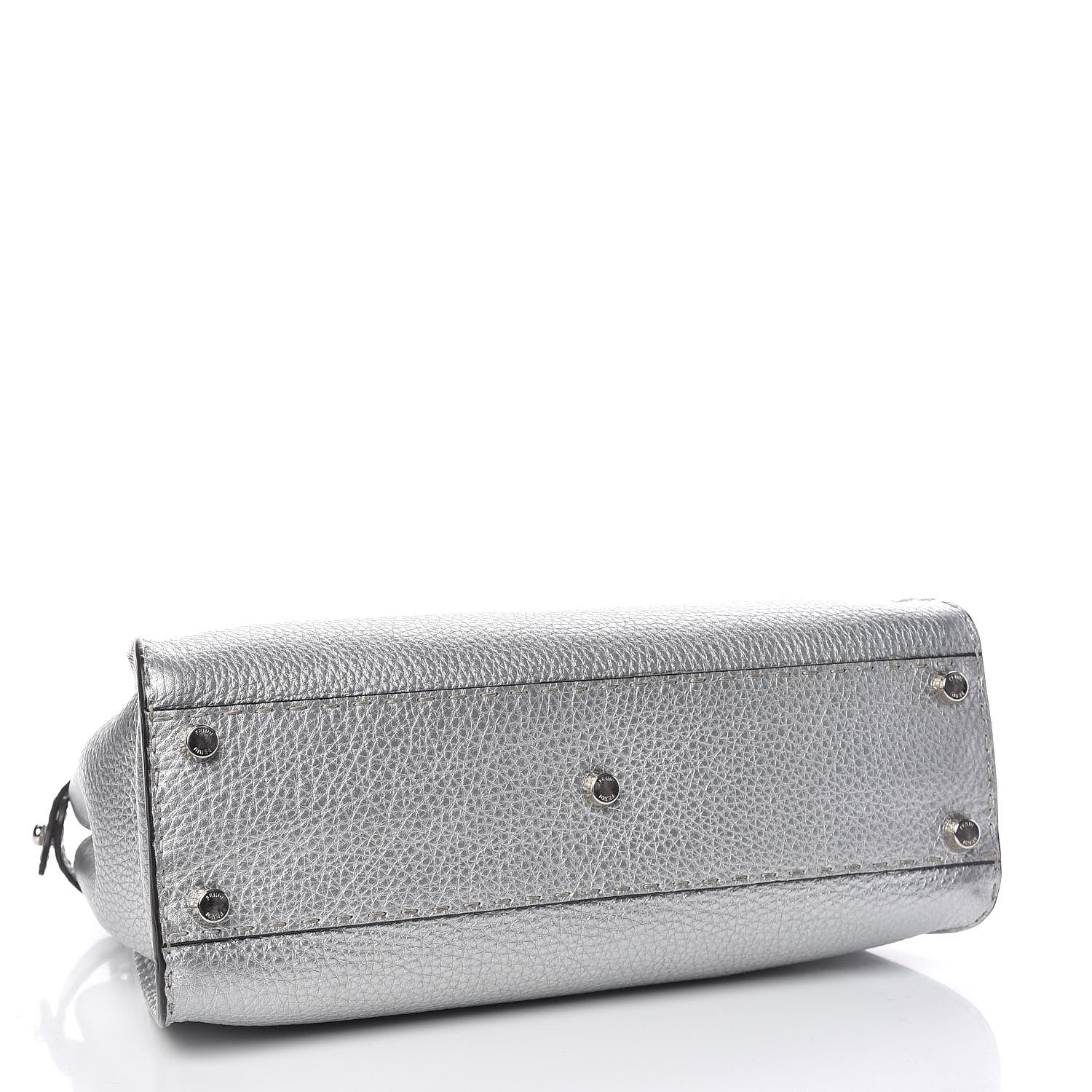 Fendi Cuoio Romano Lux Selleria Medium Peekaboo Iconic Satchel Argento 4 of 12