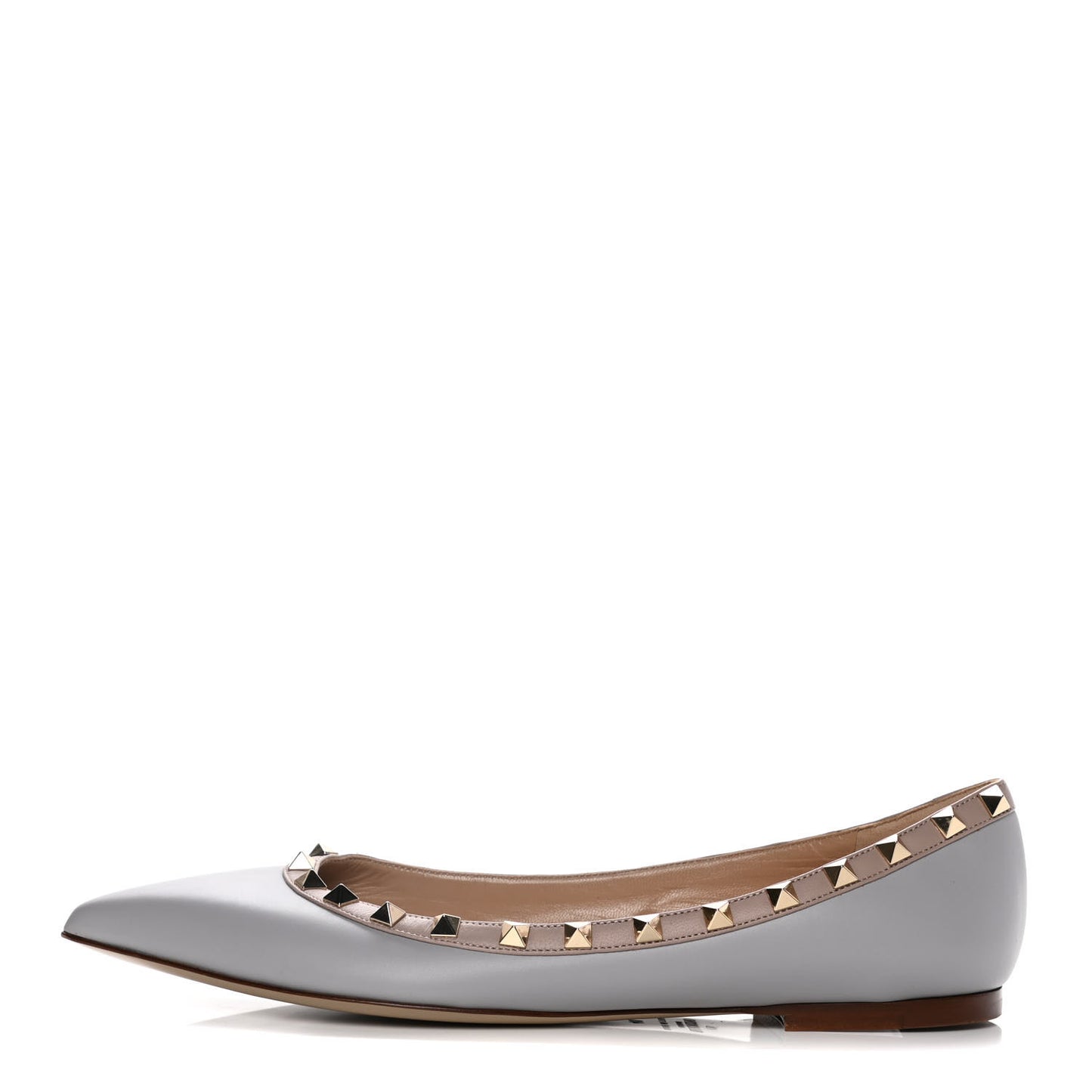 Calfskin Nappa Rockstud Ballerina Flats 40 Sky Sorbet Poudre