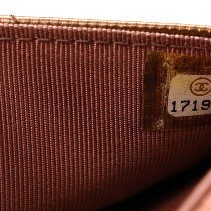 Chanel Metallic Striated Patent Quilted Wallet on Chain WOC Bronze 8 of 10