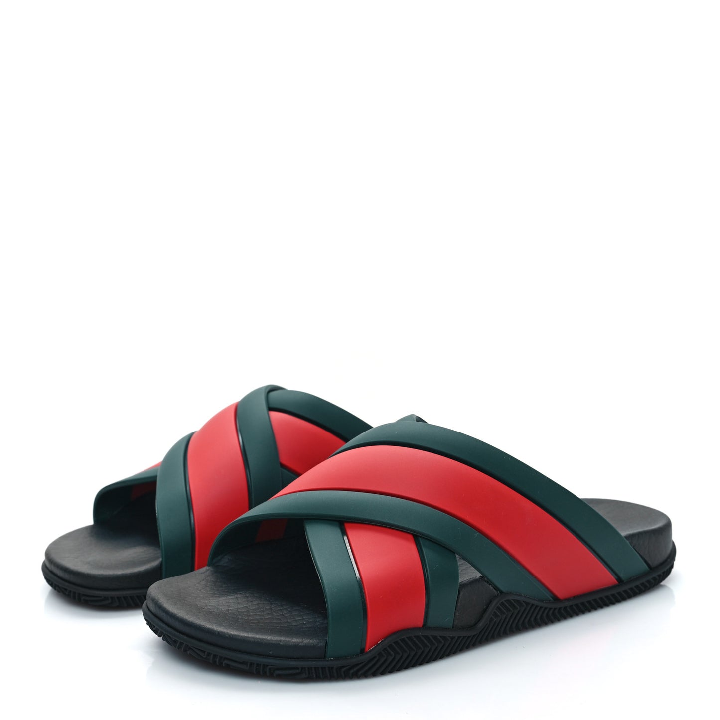 Rubber Web Womens Criss Cross Slide Sandals 37 Green Red