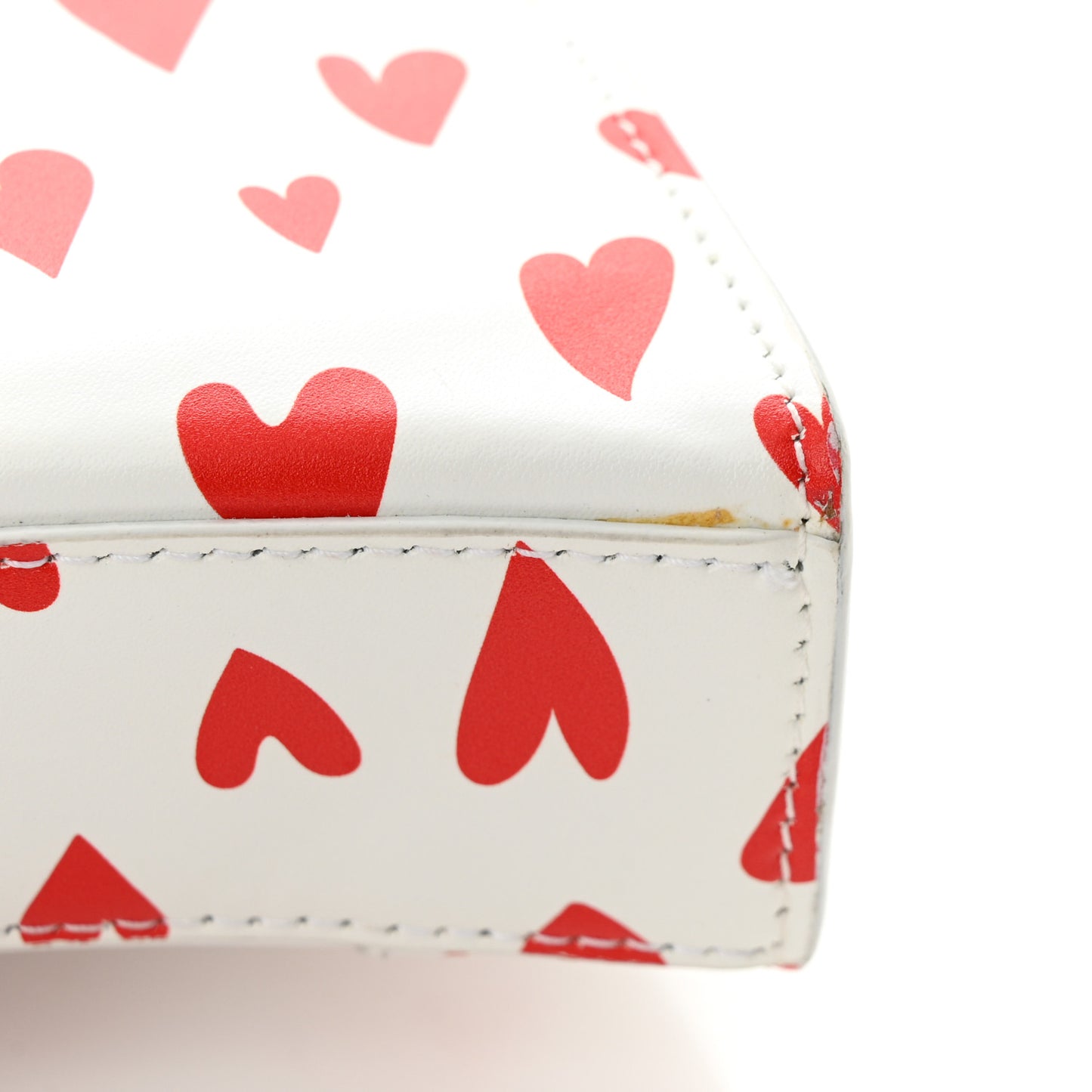 Smooth Calfskin Heart Hourglass Top Handle Bag Mini with Chain White Red
