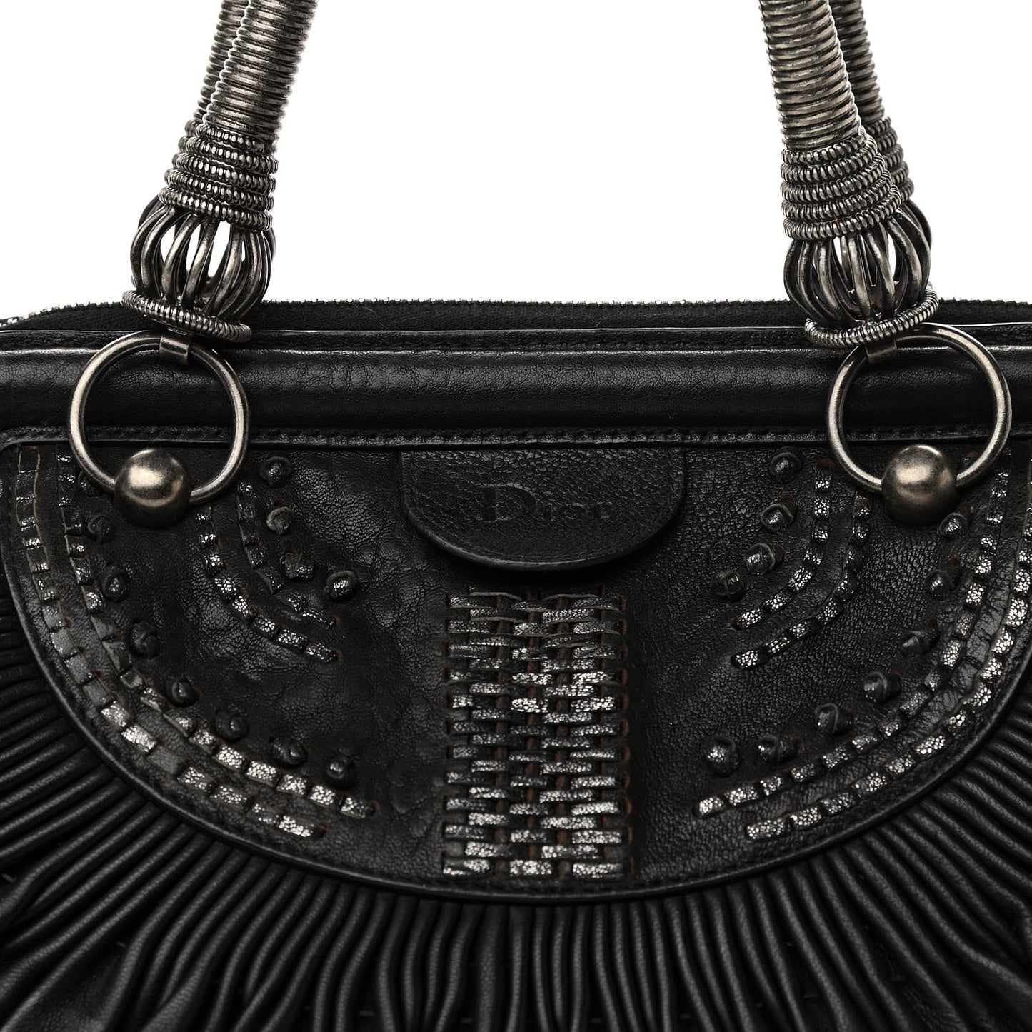 Lambskin Plisse Pleated Frame Satchel Black